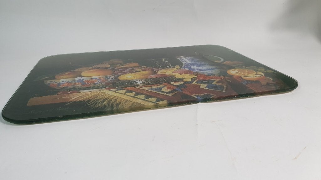Brocante onderzetter glasplaat, placemat glas stilleven. S28, Tweedehands verkoop, Tweedehands verkoop, Gebruikt, Ophalen of Verzenden