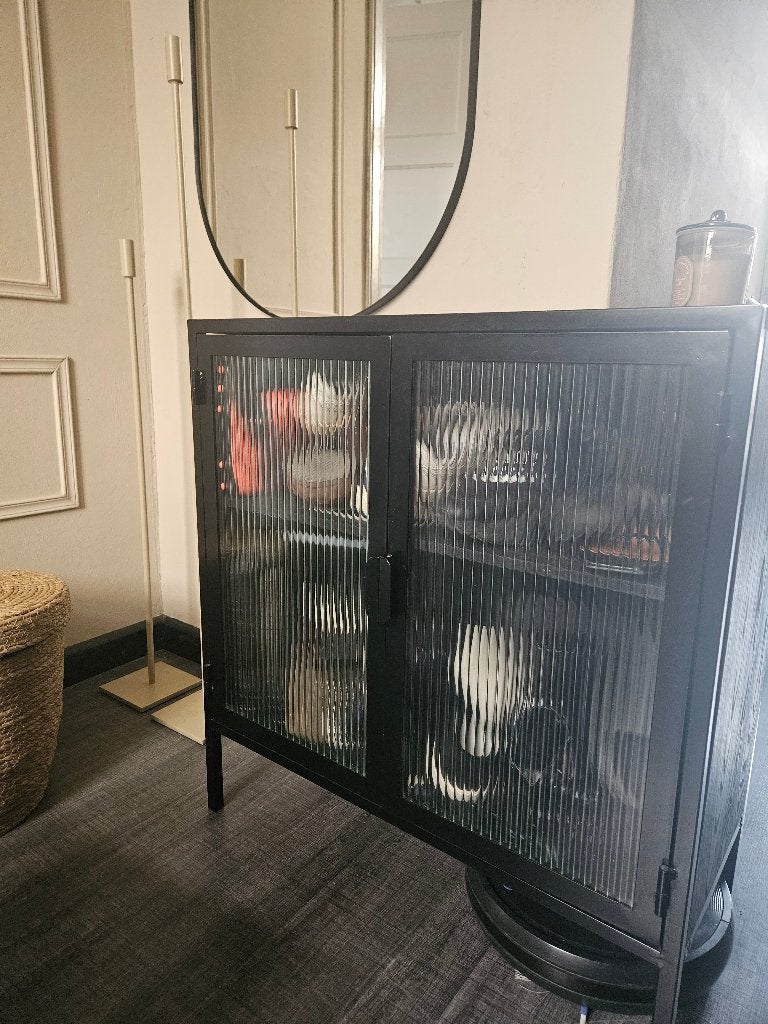 Vitrinekast LERRYN, Huis en Inrichting, Kasten | Vitrinekasten, Ophalen, Glas, 100 tot 150 cm, 50 tot 100 cm