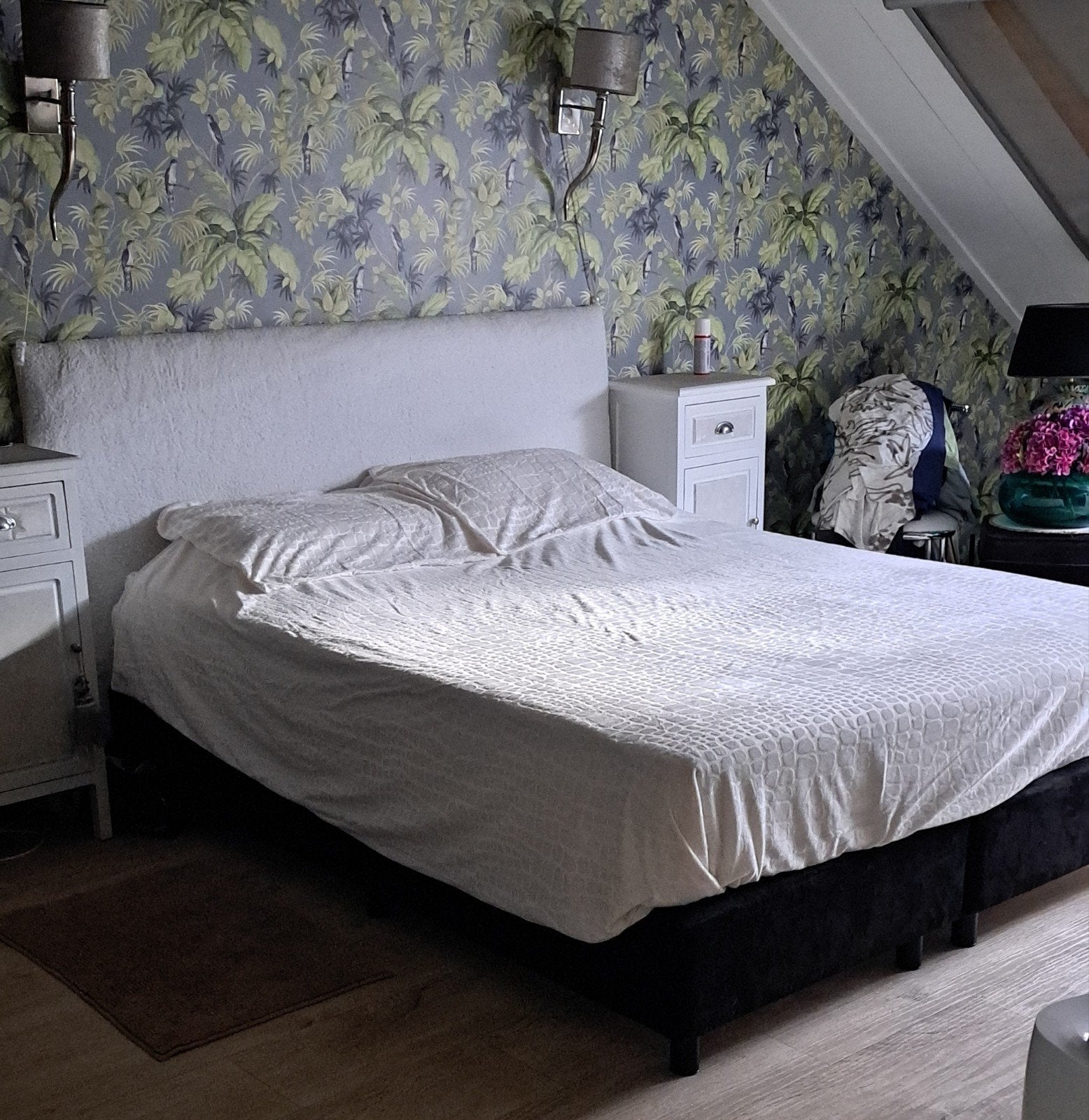 Tweepersoonsbed zwart 160x200 met hoofdbord , zgan matrassen, Ophalen, Zwart, Tweepersoons, Zo goed als nieuw