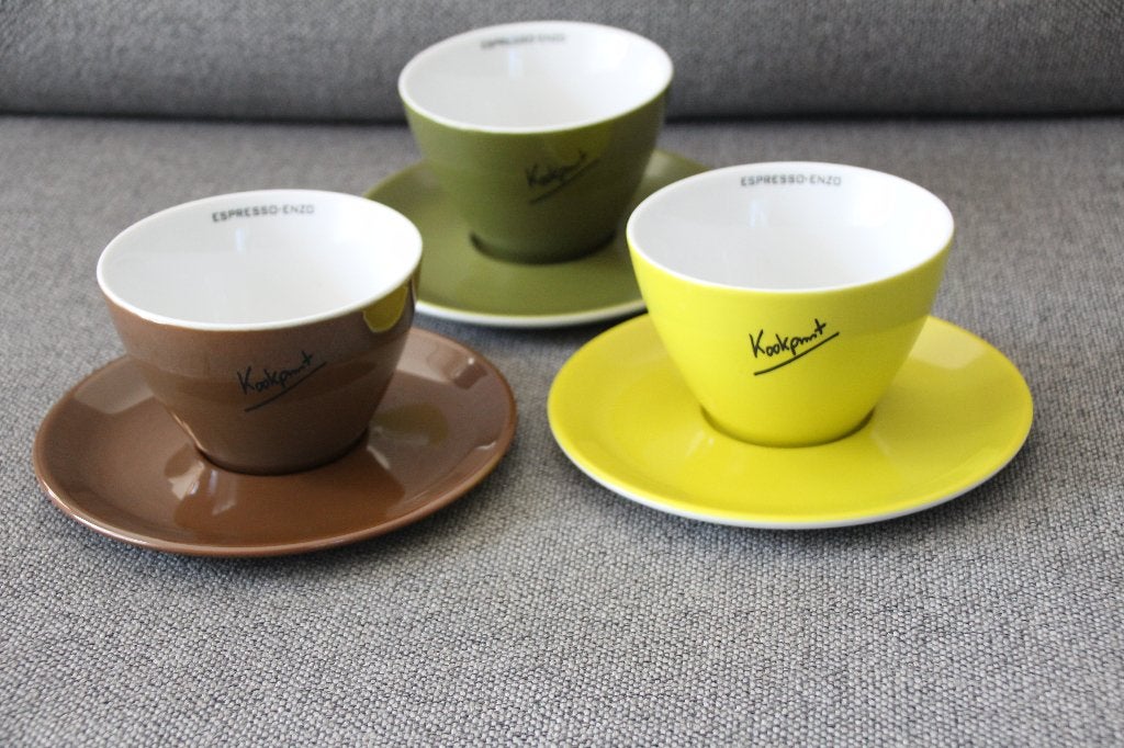3 Grote retro cappuccino kop en schotels van Walkure Germany, Huis en Inrichting, Keuken | Servies, Overige merken, Ophalen of Verzenden