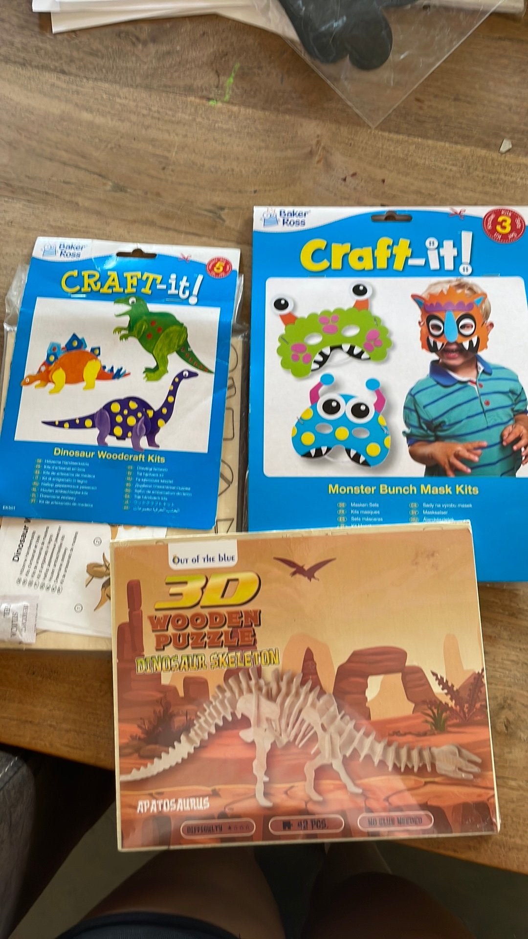 Knutselsets: Dinosaurus Hout & Monster Maskers, Dieren, Nieuw, Meerkleurig, Educatief
