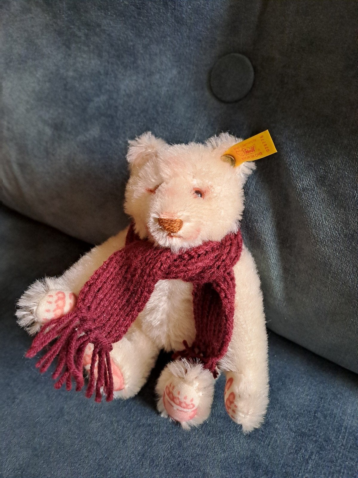 Steiff Classic Teddybeer Replica Wit Mohair 028776, Verzenden, Zo goed als nieuw, Stoffen beer, Steiff