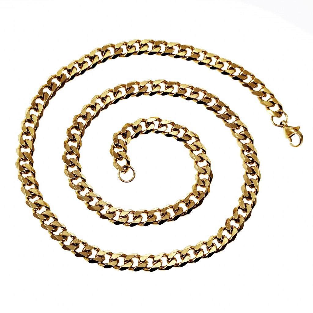 60cm x 8mm Ketting Heren - Cubaanse-Stijl - Verguld Stalen, Overige materialen, Birgitta-Gracht 33, 6465 EL Kerkrade, Nederland