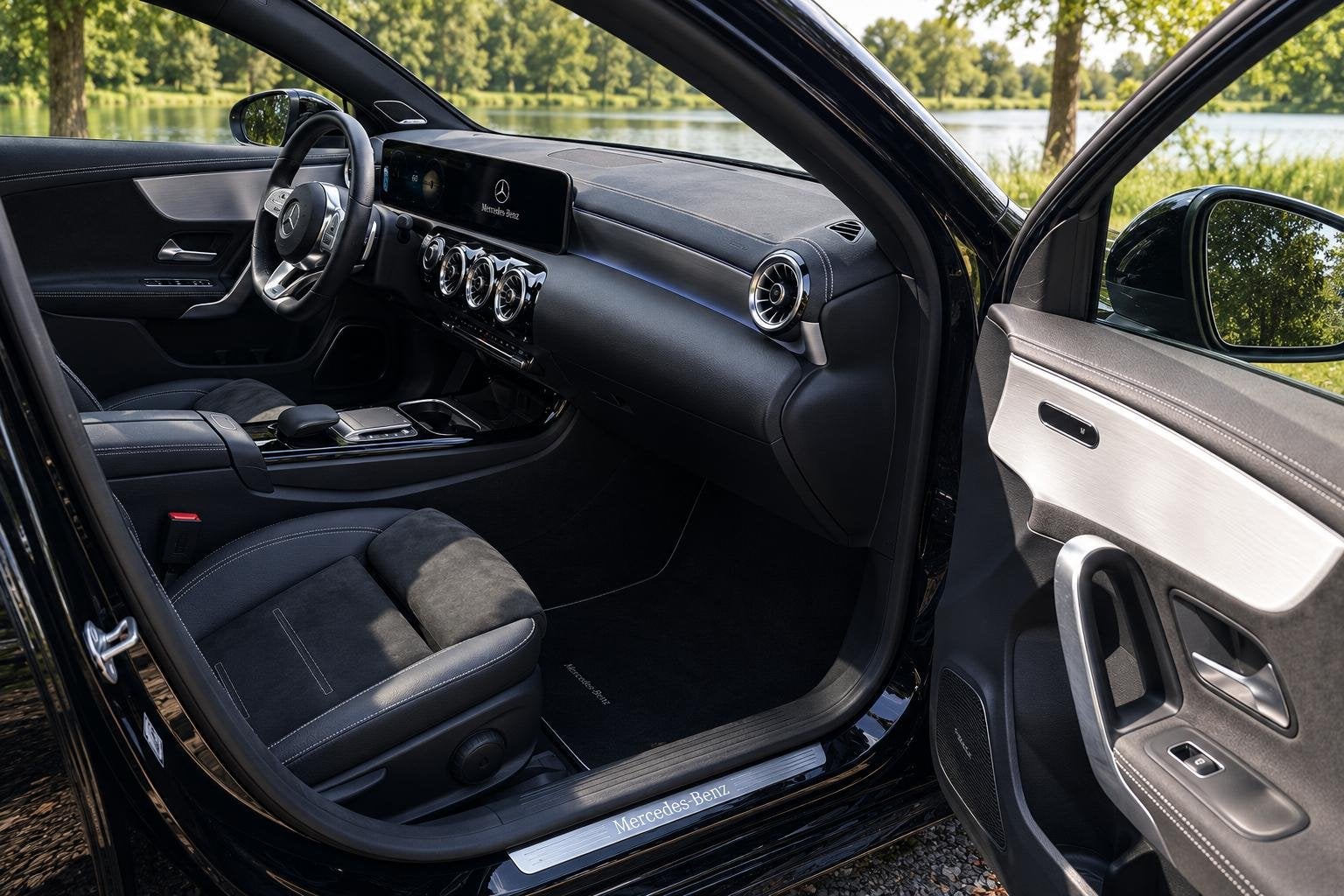 Mercedes-Benz A-klasse 250 e AMG Line | Burmester | Panorama, Auto's, Automatische klimaatregeling, Gebruikt, Euro 6, 4 cilinders