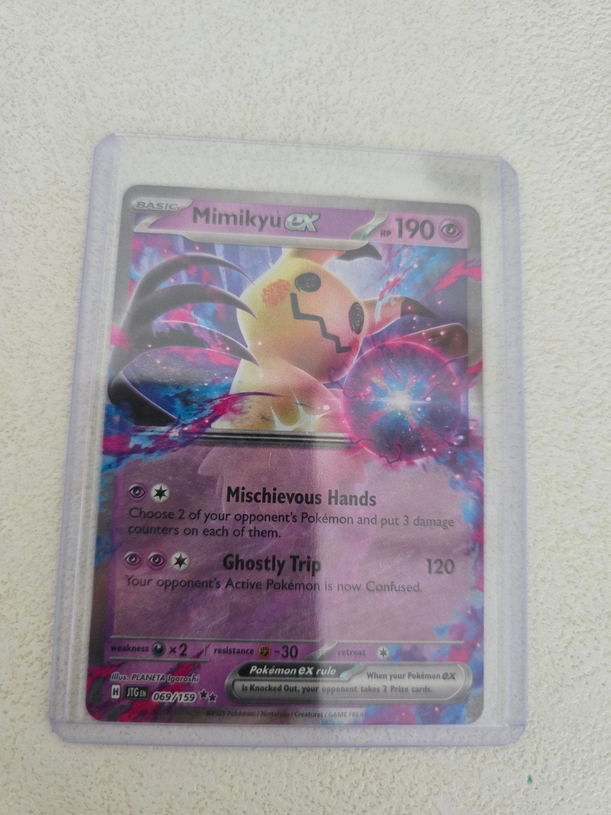 Mimikyu ex Pokémon kaart (069/159), Ophalen of Verzenden, Zo goed als nieuw, Losse kaart