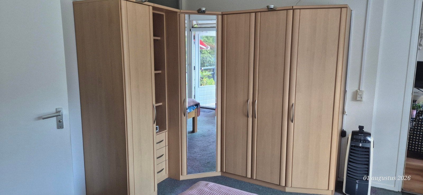 Kledingkast met spiegel en lades - Zo goed als nieuw, Huis en Inrichting, Kasten | Kledingkasten, 200 cm of meer, 150 tot 200 cm