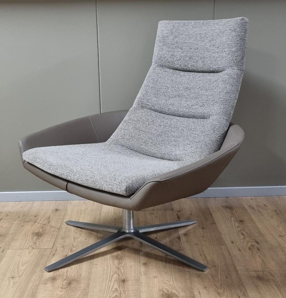 Montis Hugo draaifauteuil refurbished - nieuw leer en stof, Leer, Nieuw, 75 tot 100 cm, Ophalen of Verzenden