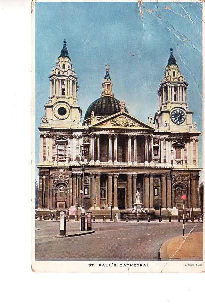 Ansichtkaart	Londen (Engeland)	St Paul's Cathedral, Verzenden, 1940 tot 1960, Gelopen, Engeland