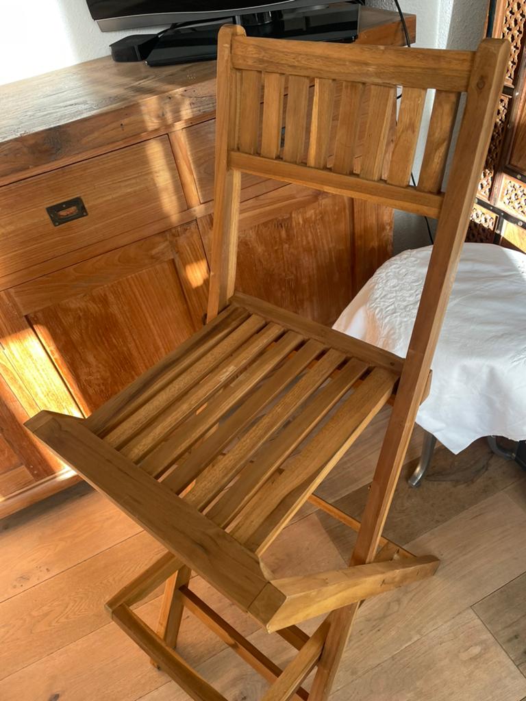 2 Teak bar stoelen, Ophalen, Zo goed als nieuw, Teakhout