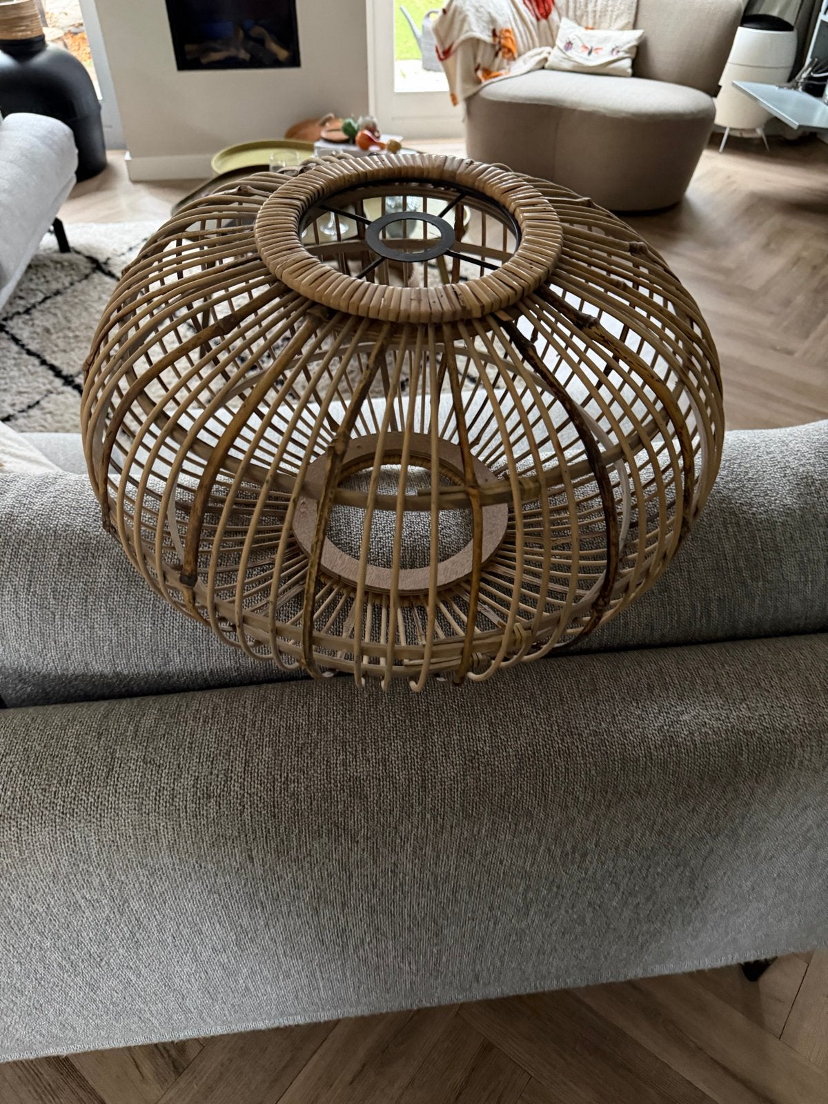 2x Boreas plafondlamp / wandlamp van bamboe, Overige materialen, Minder dan 50 cm, Gebruikt, Ophalen of Verzenden