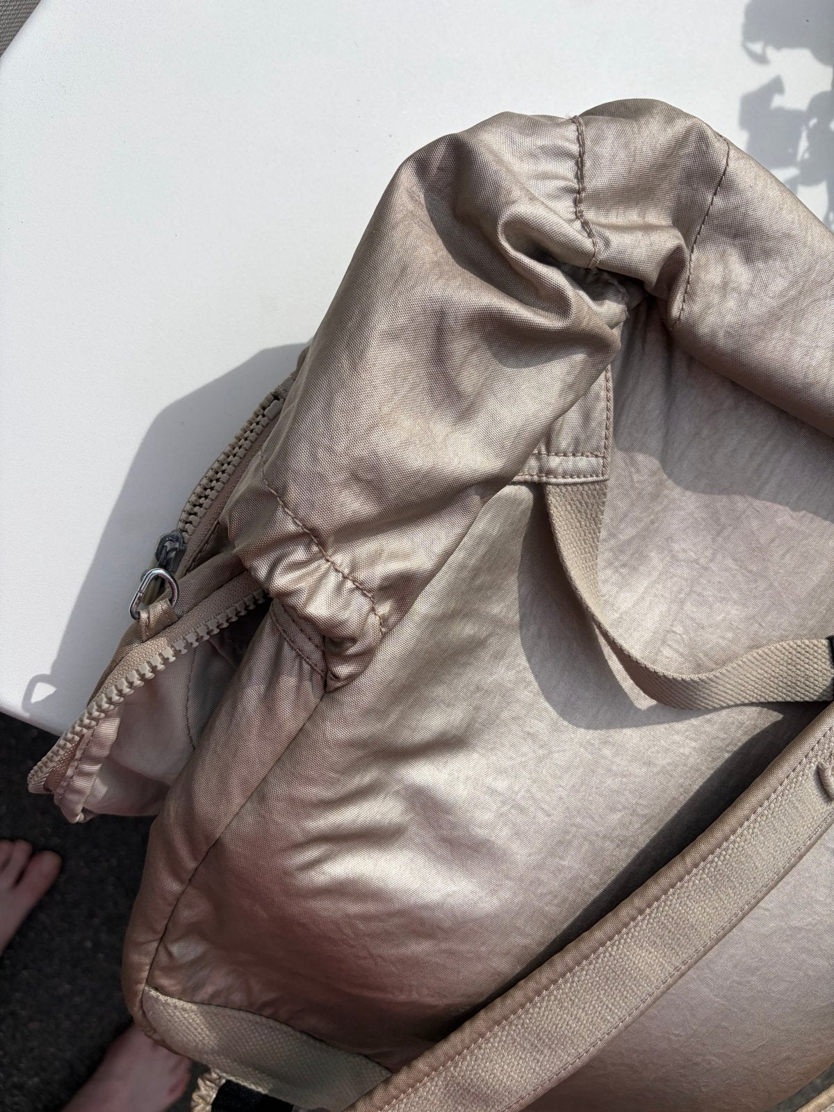Kipling rugzak, goudkleurig, gebruikt, Gebruikt, Kipling, 25 tot 40 cm, Ophalen of Verzenden