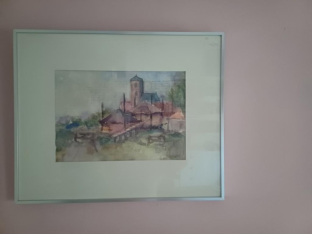 Frans Schoorl Aquarel Dorpsgezicht, Ophalen of Verzenden
