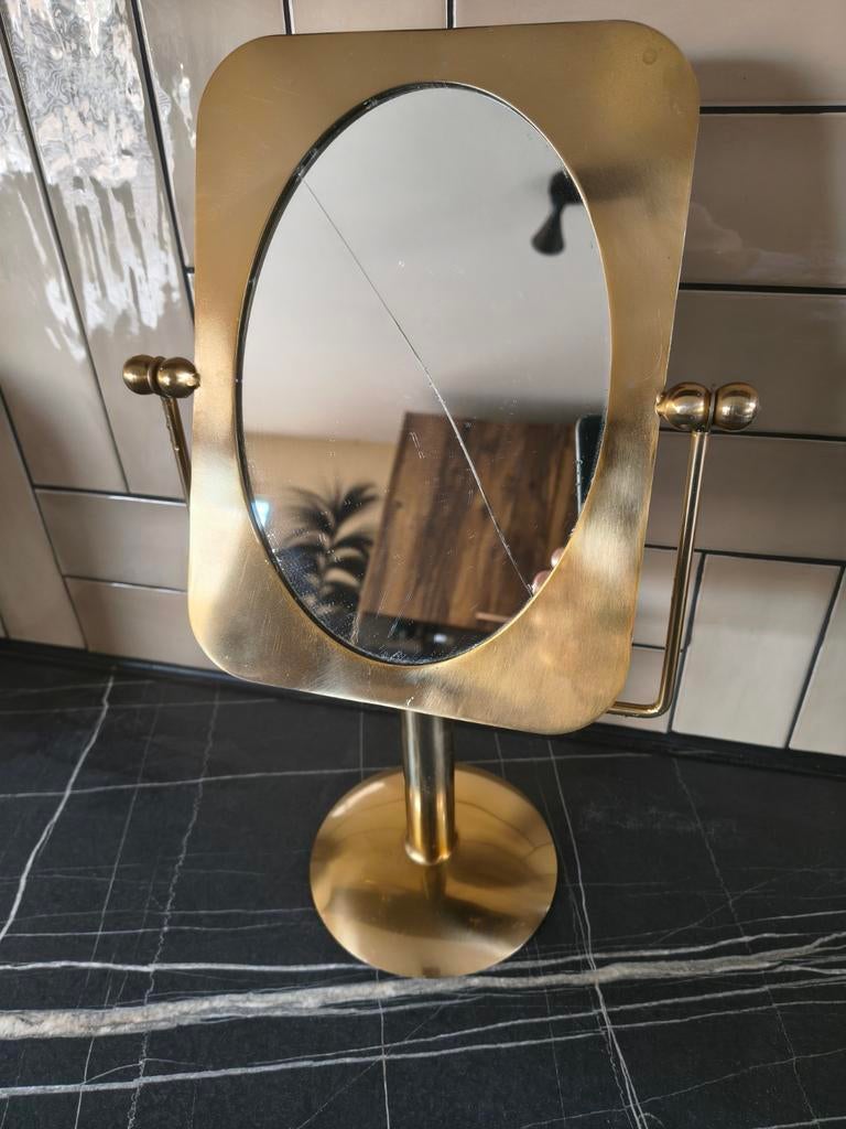Draaibare Dutchbone kaptafelspiegel (defect) messing, Huis en Inrichting, Tafels | Kaptafels, Minder dan 50 cm, Gebruikt, Modern, Industrieel
