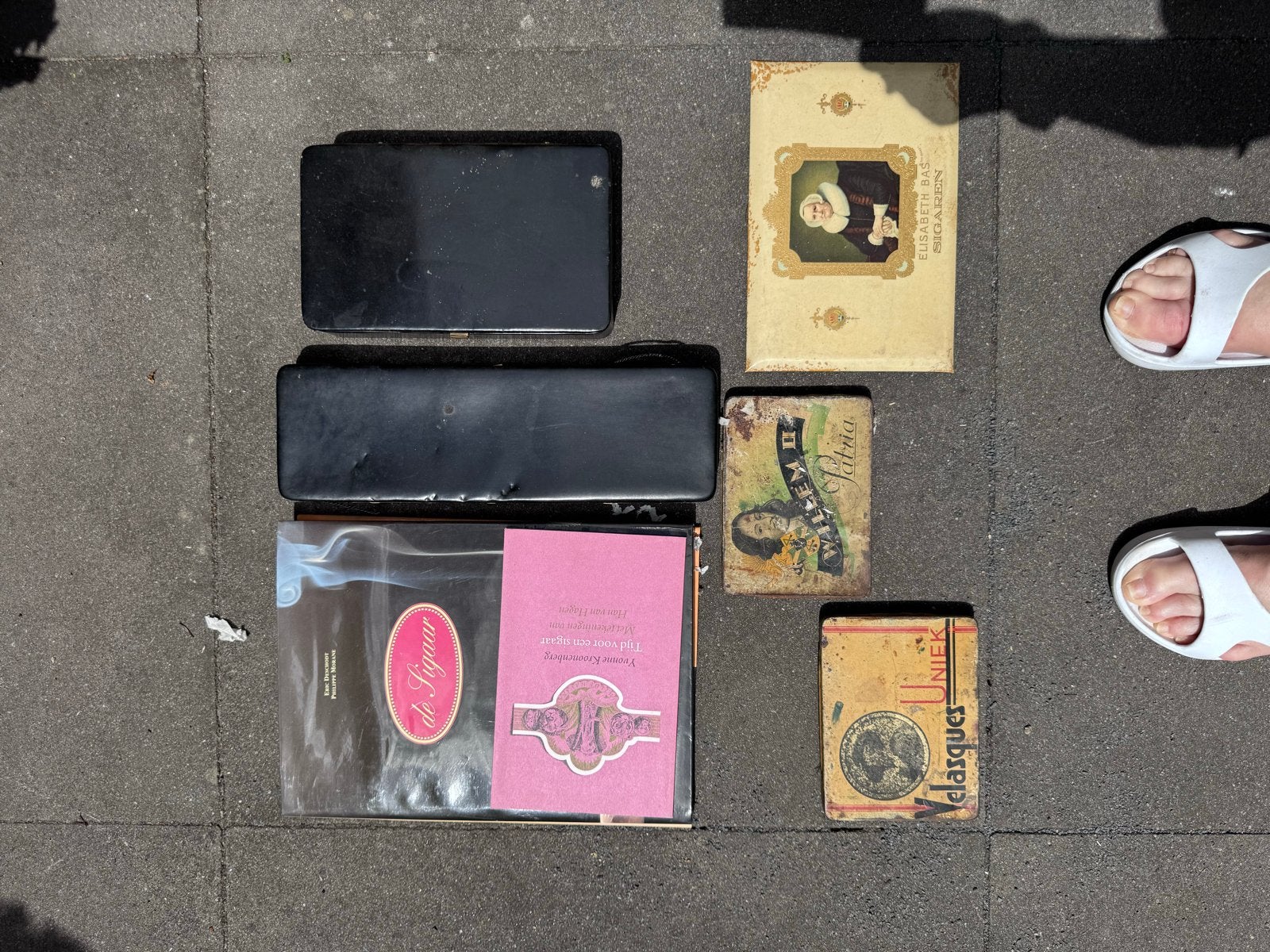 Vintage blikken en sigarendoos - diverse merken, Ophalen, Gebruikt, Overige, Overige merken