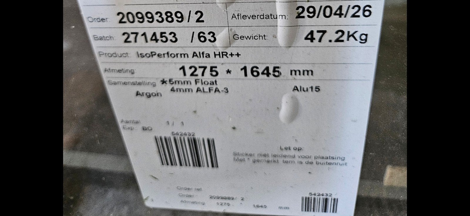 glas ruit, Ophalen, 120 tot 160 cm, Gevelraam of Ruit