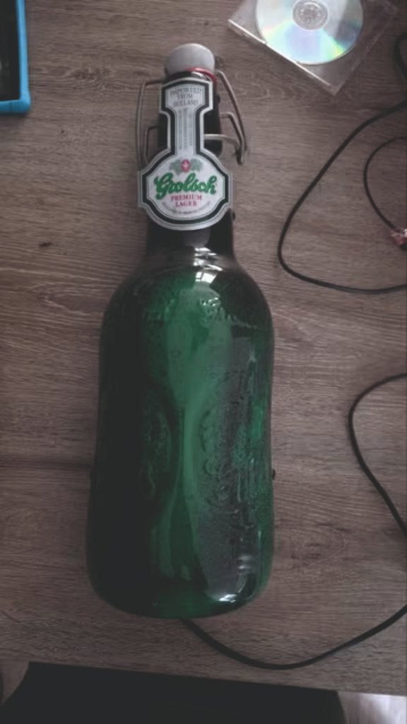 Groene Grolsch beugelfles lamp, Ophalen of Verzenden, Gebruikt, Lichtbak of (neon) lamp