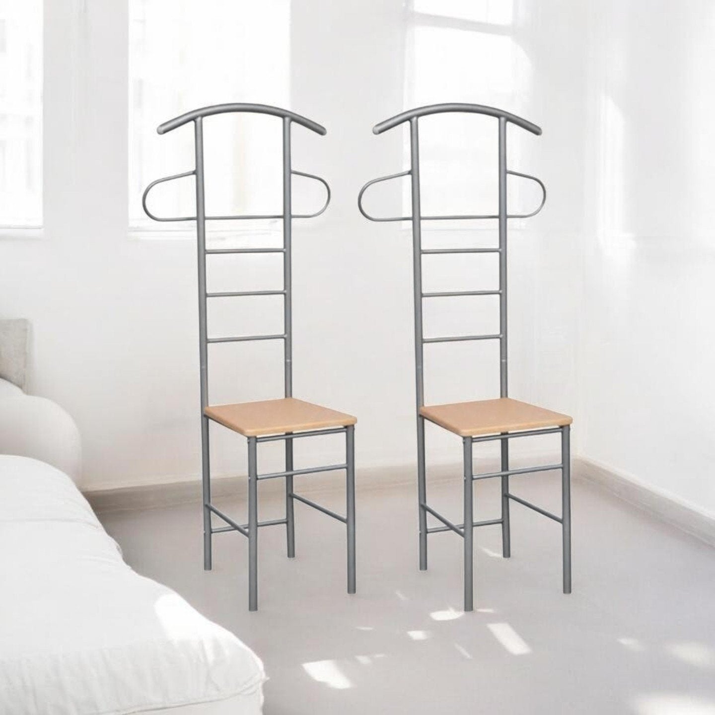 2x Kledingstoel met kapstokfunctie - Metaal en Hout, Ophalen