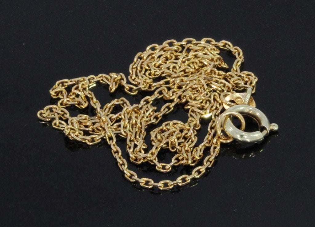 Anker schakel 14k gouden dames ketting 43cm collier fraai, Voordeelsieraden, Ophalen of Verzenden, Zo goed als nieuw, Met edelsteen