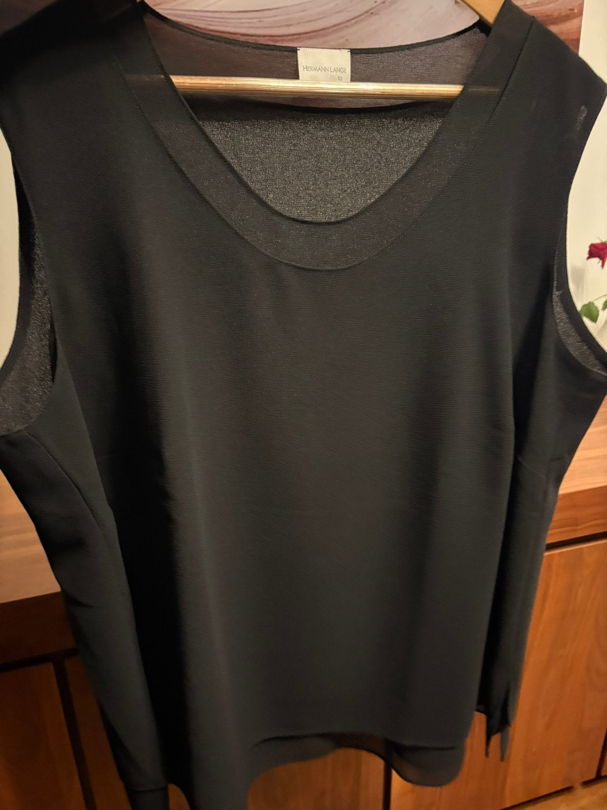 Zwarte top van Hermann Lange maat 52 zgan, Ophalen of Verzenden, Zo goed als nieuw, Zwart, Shirt of Top