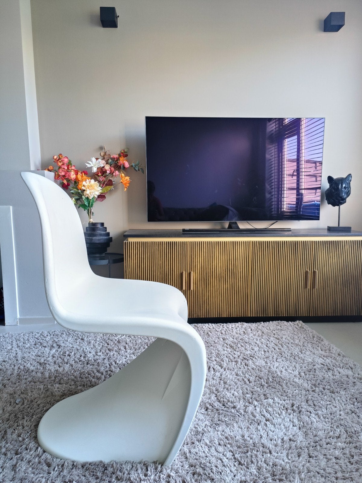 Witte Verner Panton S-stoel - Design icoon, Ophalen, Gebruikt, Twee, Wit