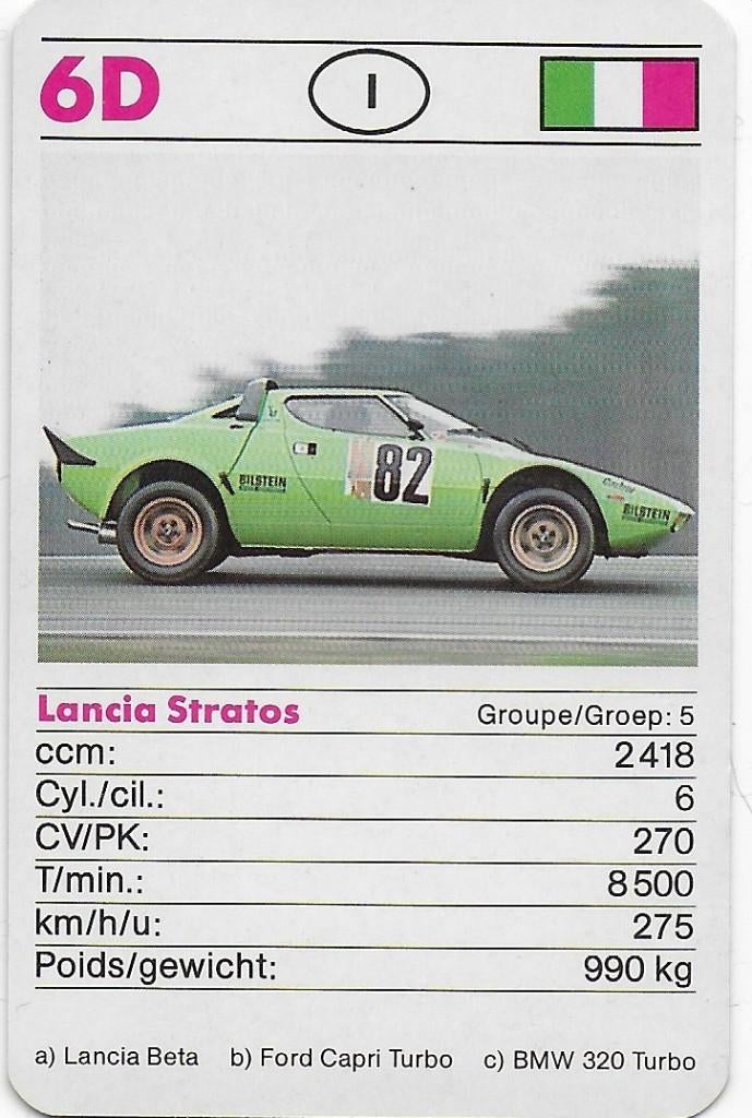 B360 autokaartje lancia stratos ( 6d ), Ophalen of Verzenden, Zo goed als nieuw, Auto's