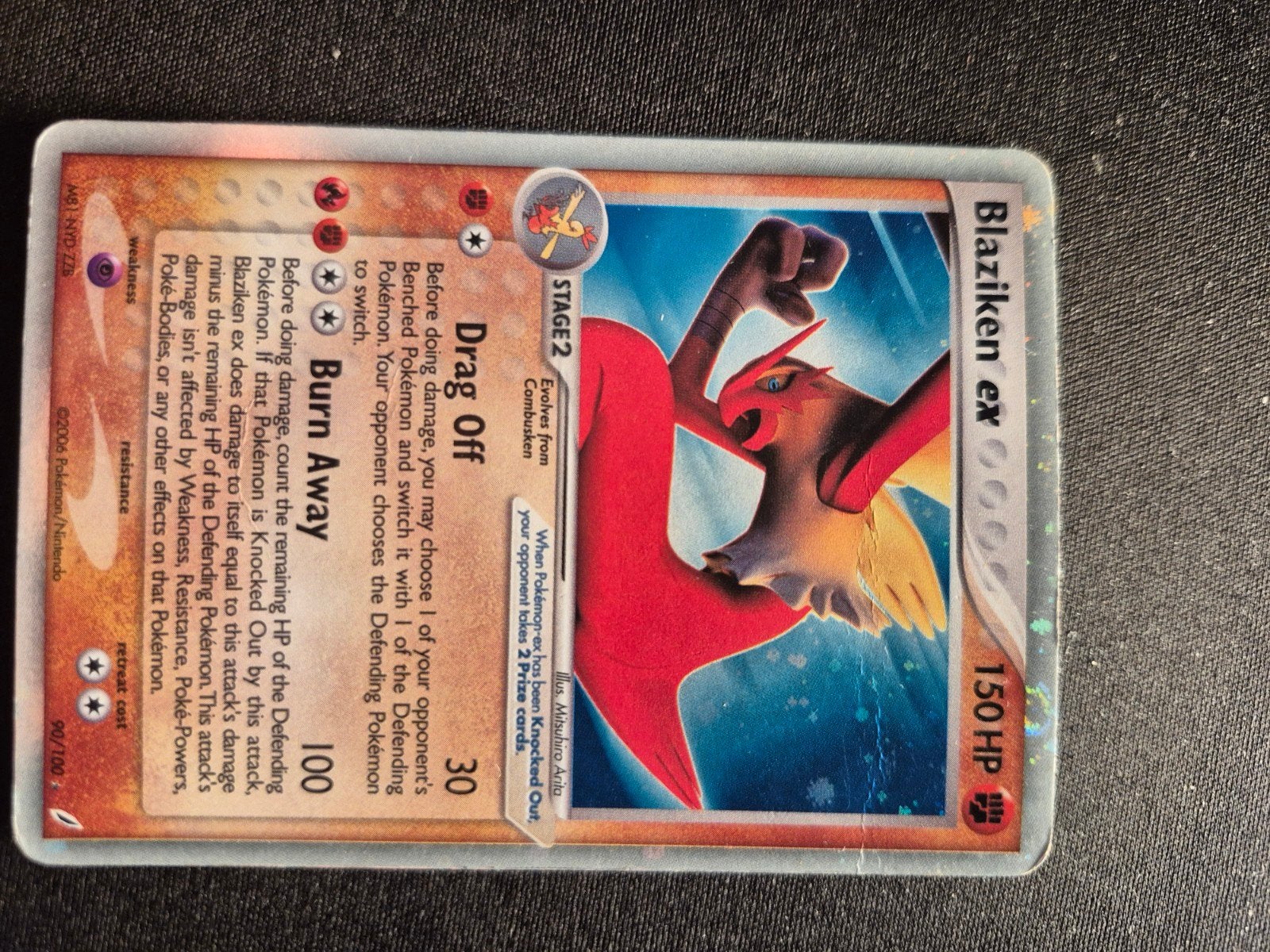 Blaziken ex Pokémon kaart - Redelijk goede staat, Ophalen of Verzenden, Gebruikt, Losse kaart, Foil