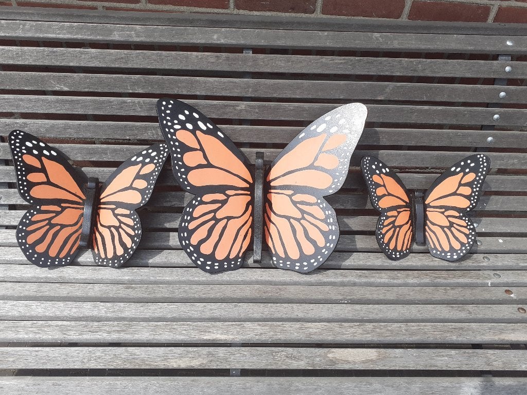 3 houten vlinders, Verzenden, Gebruikt, Decoratieobject
