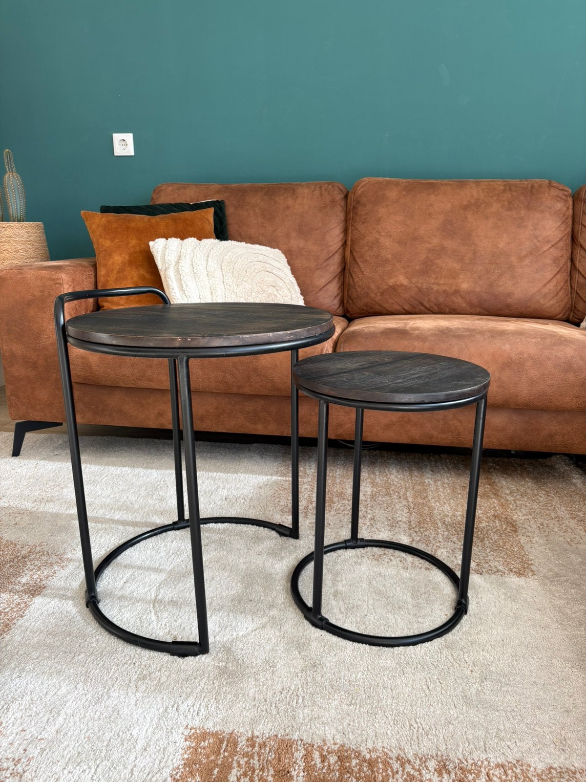 Bijzettafeltjes Riviera Maison, Minder dan 55 cm, Gebruikt, Rond, Hout