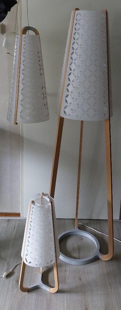 Ikea - TORNA - Vloer/Tafel/Hang Lamp - 3 delige JAPANDI set, Ophalen, Hout, Japandi Ikea, Zo goed als nieuw