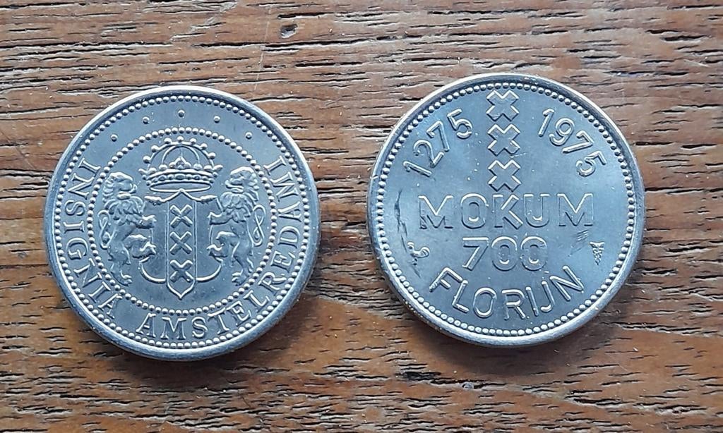 Mokum 700 jaar Florijn 1275-1975
Herdenkingsmunt 2 stuks, Postzegels en Munten, Ophalen of Verzenden, Overige waardes, Setje