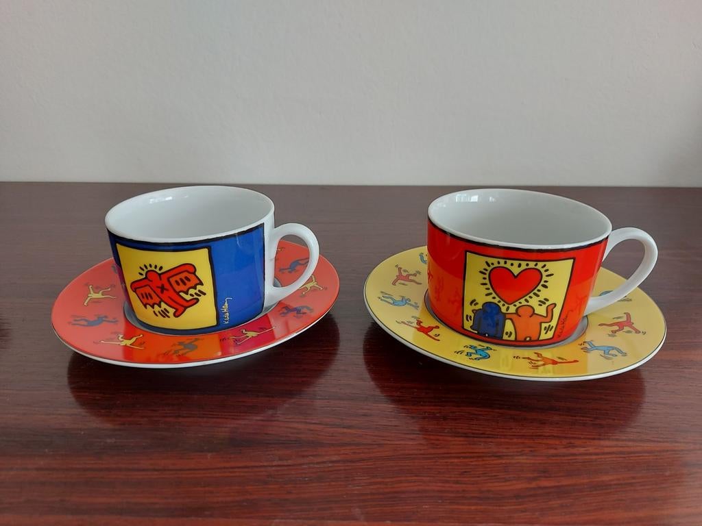2 Keith Haring kop en schotels Konitz style no 1+2 jaren 80, Antiek en Kunst, Kunst | Designobjecten, Ophalen of Verzenden