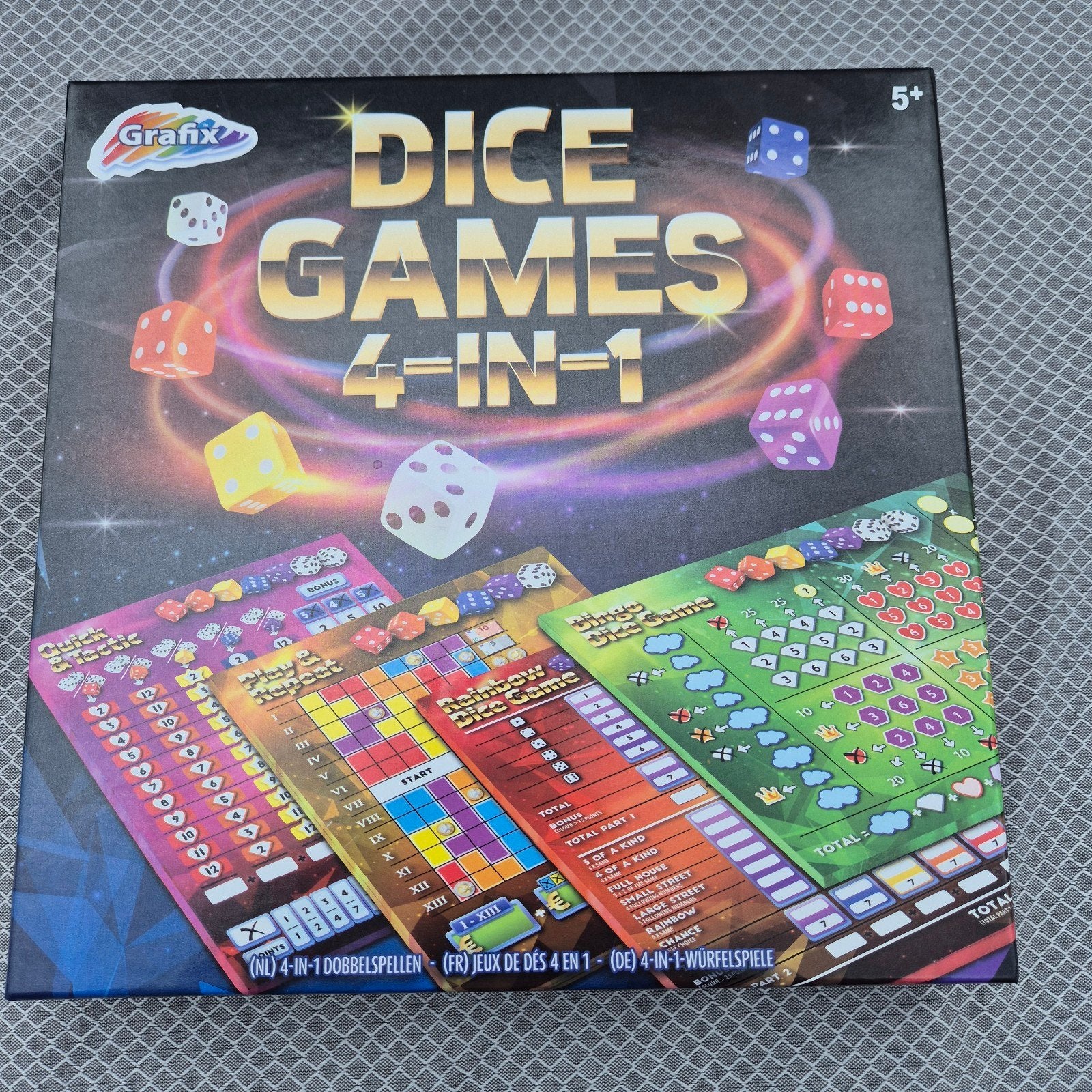 Dice Games 4-in-1 Dobbelspellen Set Grafix, Hobby en Vrije tijd, Gezelschapsspellen | Bordspellen, Ophalen, Nieuw, Grafix, Vijf spelers of meer