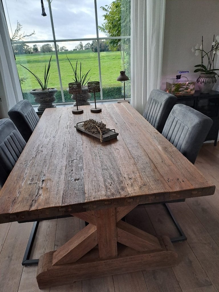 Massief houten kloostertafel, eettafel, Huis en Inrichting, Ophalen, 100 tot 150 cm, Zo goed als nieuw, 150 tot 200 cm