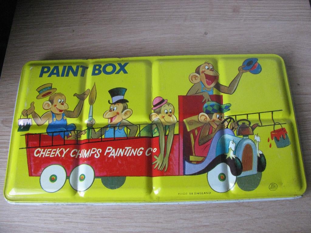 Jaren '60 Water Color Paint Box / Verfdoos Blik - Aap 25 cm, Antiek en Kunst, Verzenden