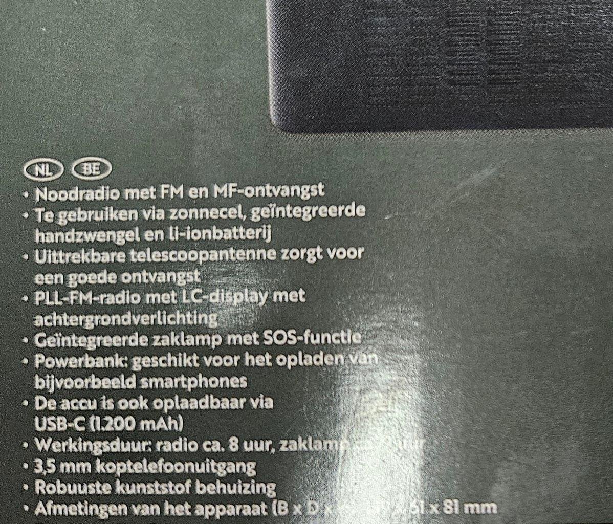 Noodradio Fm /Am + zonnecel ,handzwengel ,accu ,li-ion batt, Ophalen, Nieuw, Radio