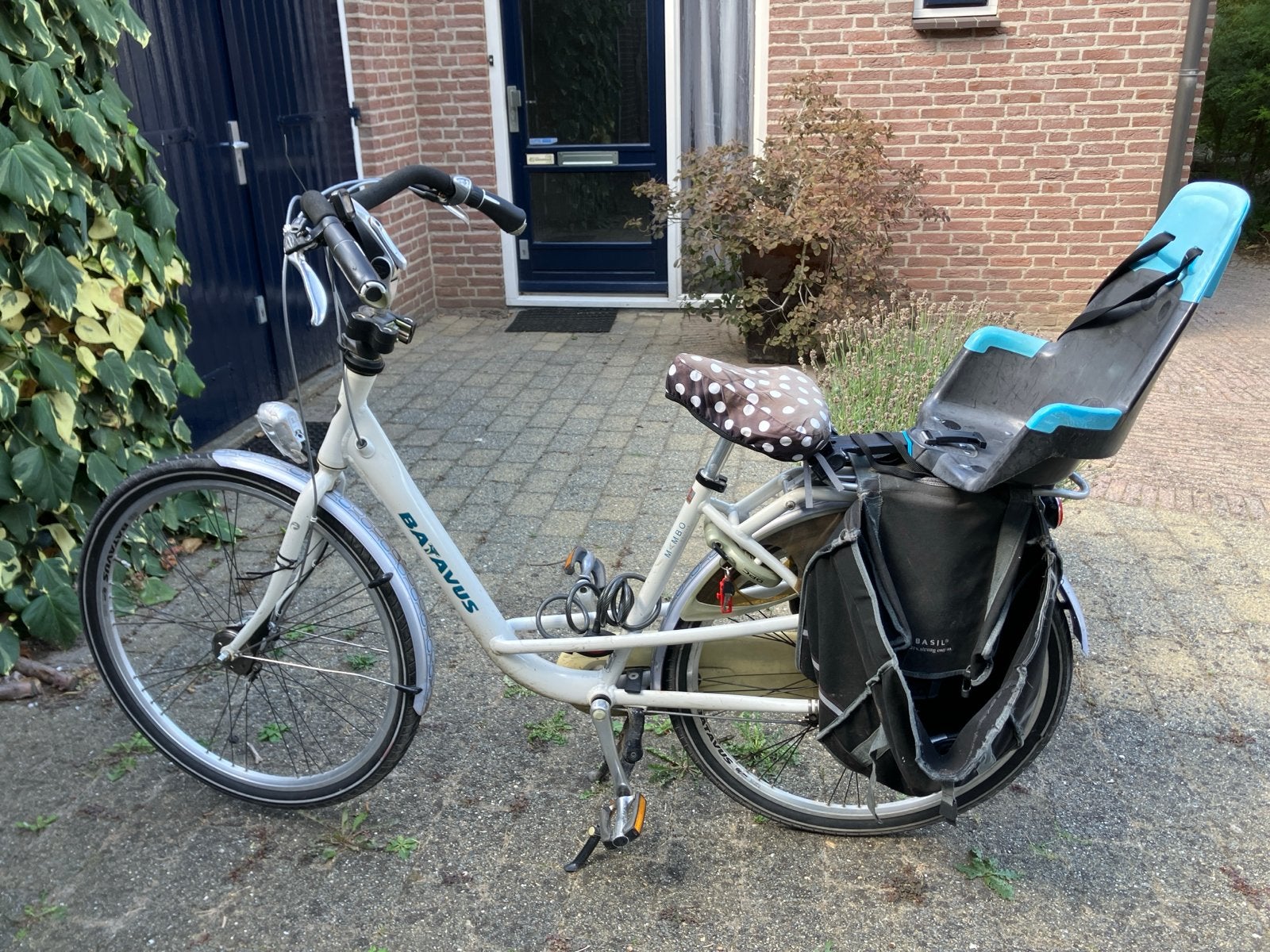 Batavus mambo mamafiets 49cm met kinderzitje voor en achter, Ophalen, Gebruikt, Velgrem, 47 tot 50 cm