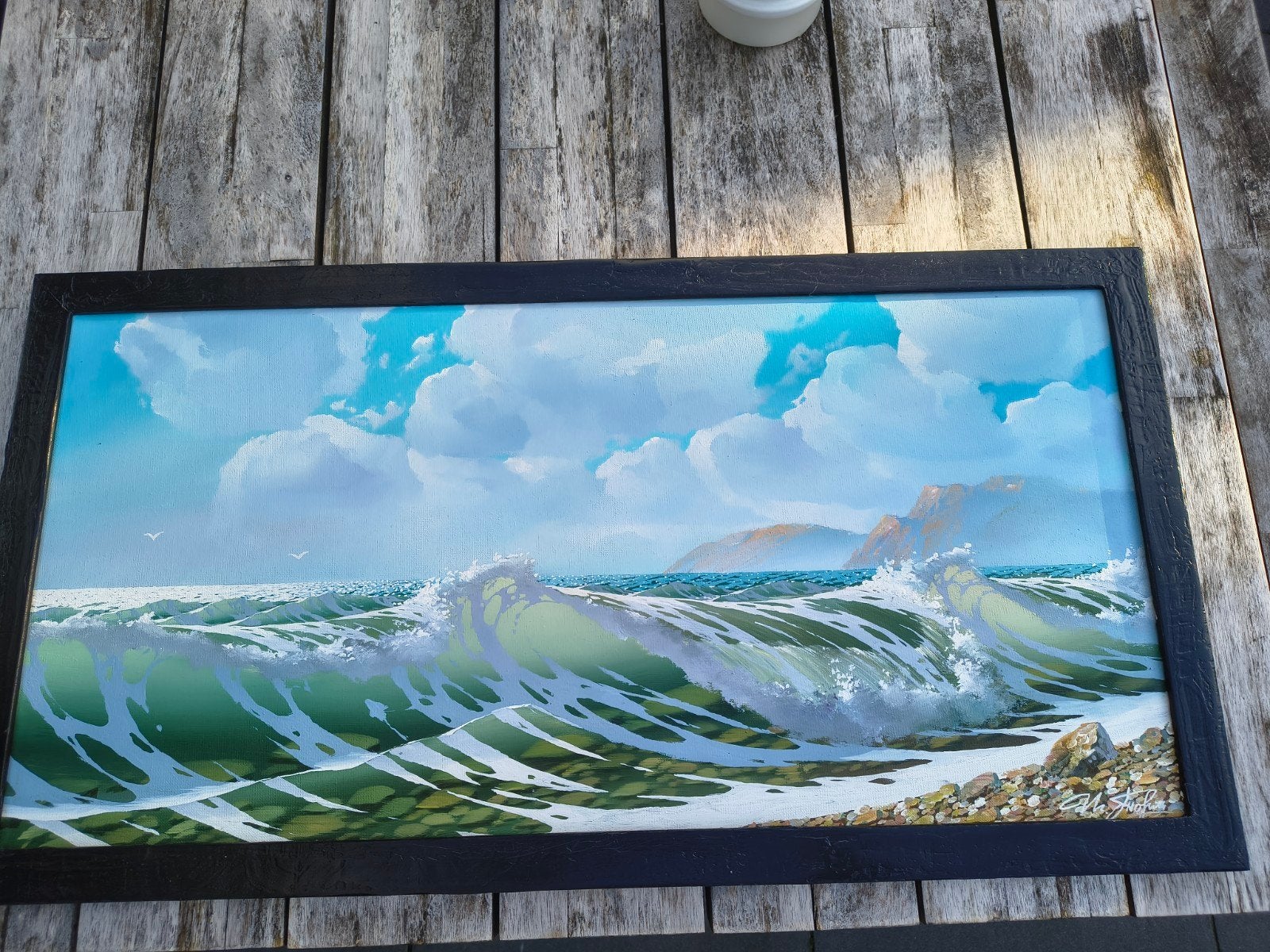 Olieverfschilderij "De Golf" van I.V. Trofimov (2014), Antiek en Kunst, Ophalen of Verzenden