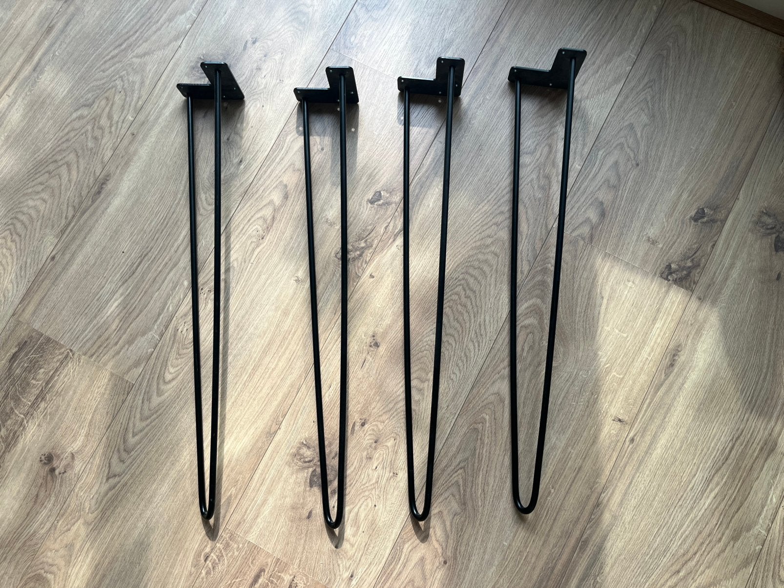 Set van 4 zwarte stalen hairpin tafelpoten, Huis en Inrichting, Tafelonderdelen, Ophalen, Minder dan 50 cm, 50 tot 100 cm, Rond