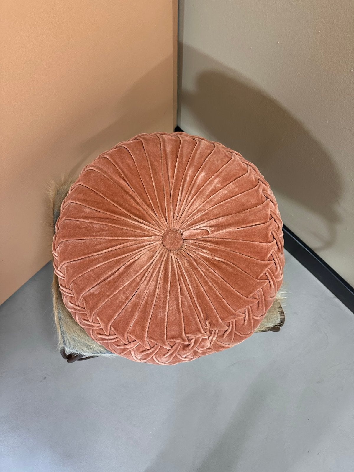 Rond sierkussen van fluweel, Ophalen, Overige merken, Rond, Oranje