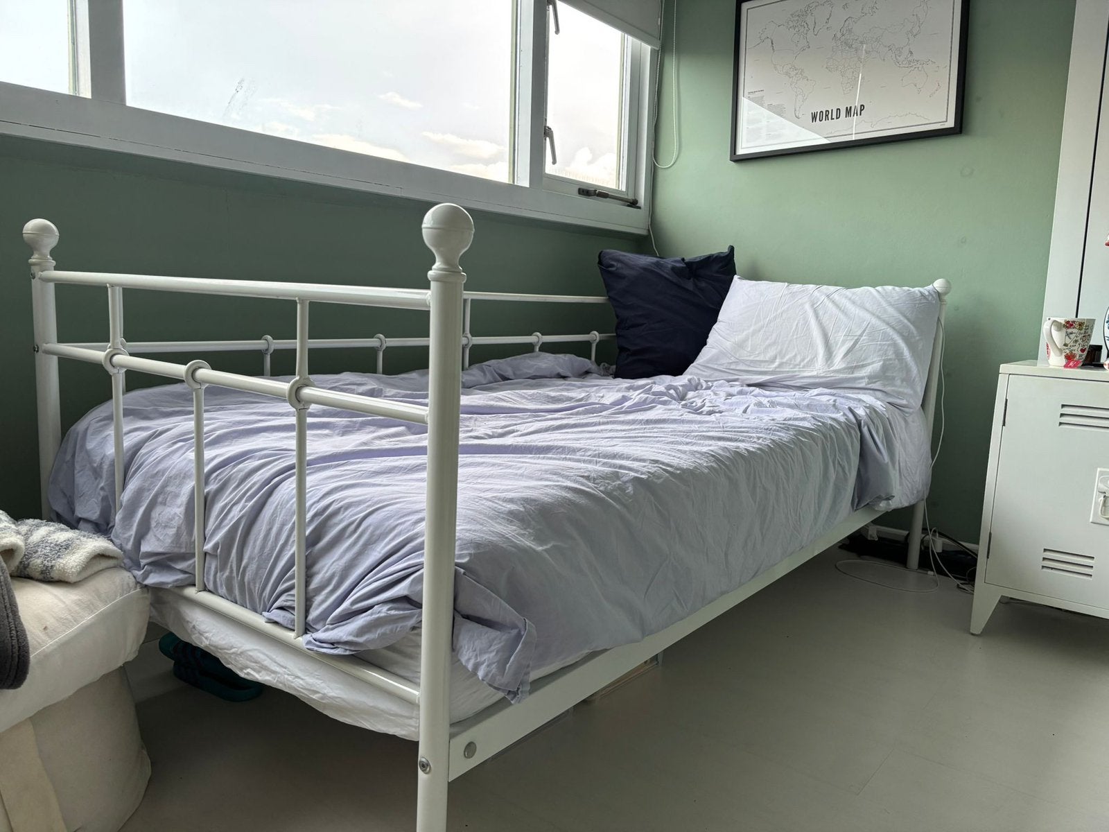 Wit metalen ledikant bed spijlenbed incl Emma matras, Ophalen, Gebruikt, 90 cm, Eenpersoons