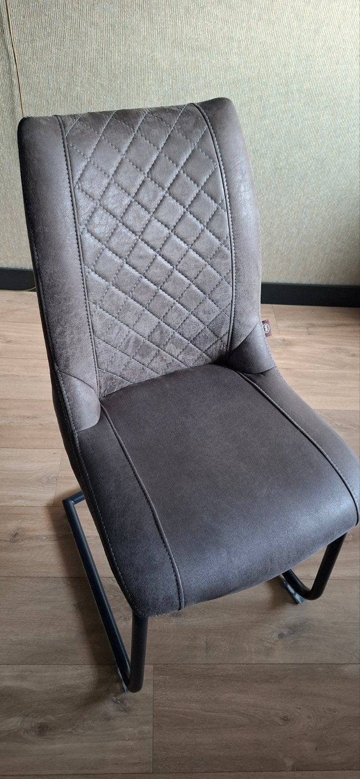 6x H&H leren eetkamerstoelen antraciet - Zo goed als nieuw, Ophalen, Industriël, modern, Overige kleuren, Zo goed als nieuw