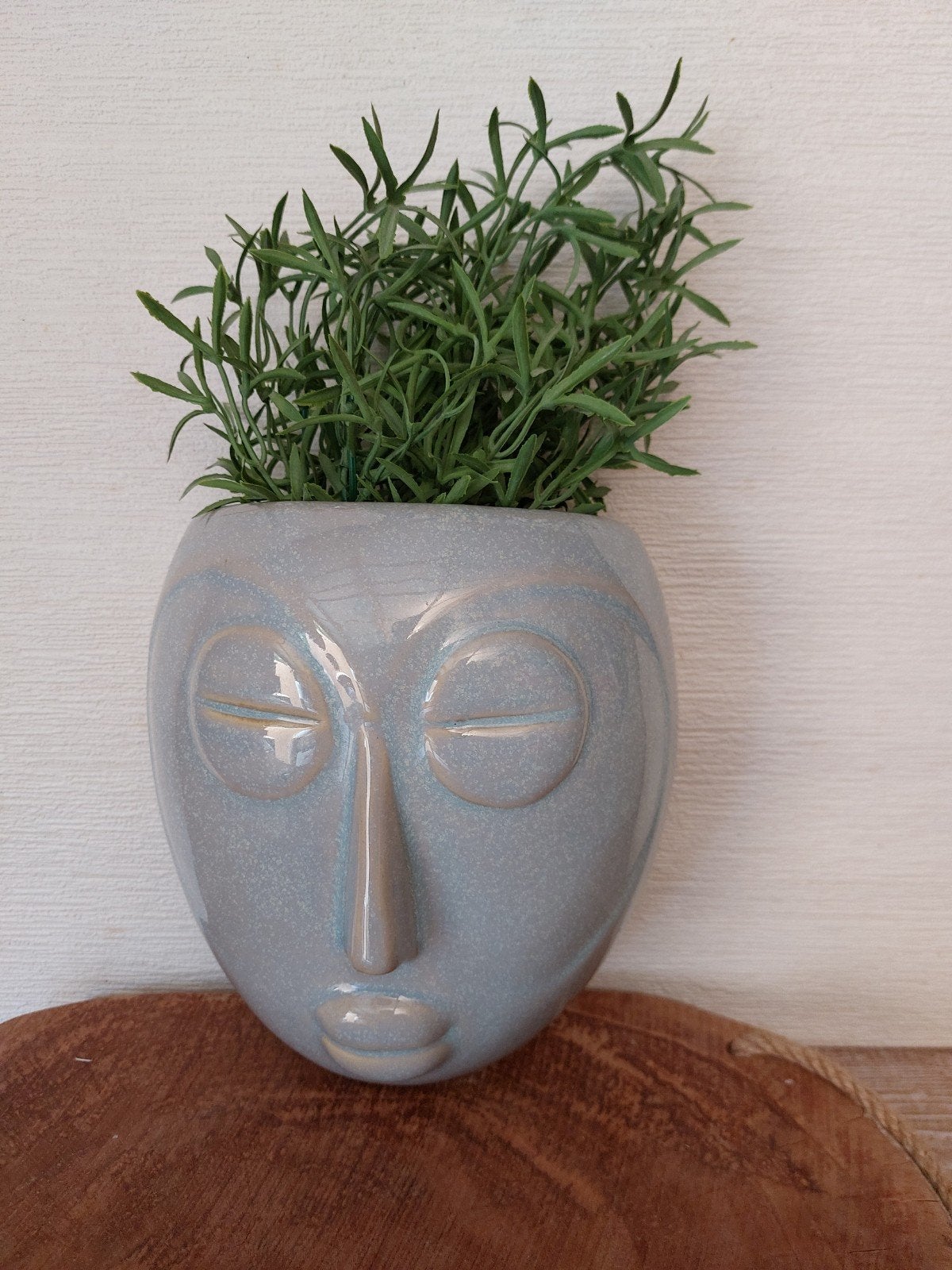 Keramieke wand bloempot masker PT, Tuin en Terras, Bloempotten, Rond, Ophalen of Verzenden, Aardewerk, Minder dan 40 cm