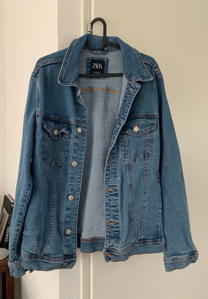 Spikerjas ZARA jasje jas denim jacket maat L, Ophalen of Verzenden, Zo goed als nieuw, Maat 42/44 (L), Blauw