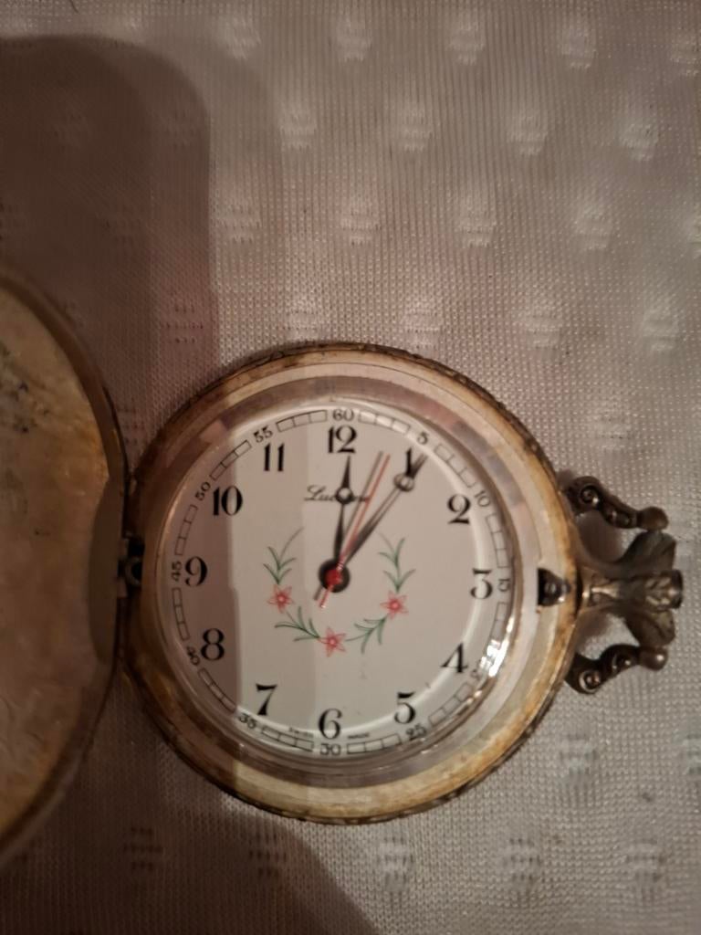 Antiek Zakhorloge Lucerne met Unieke Gravering Bieden, Overige merken, Overige materialen, Zakhorloge, Verguld