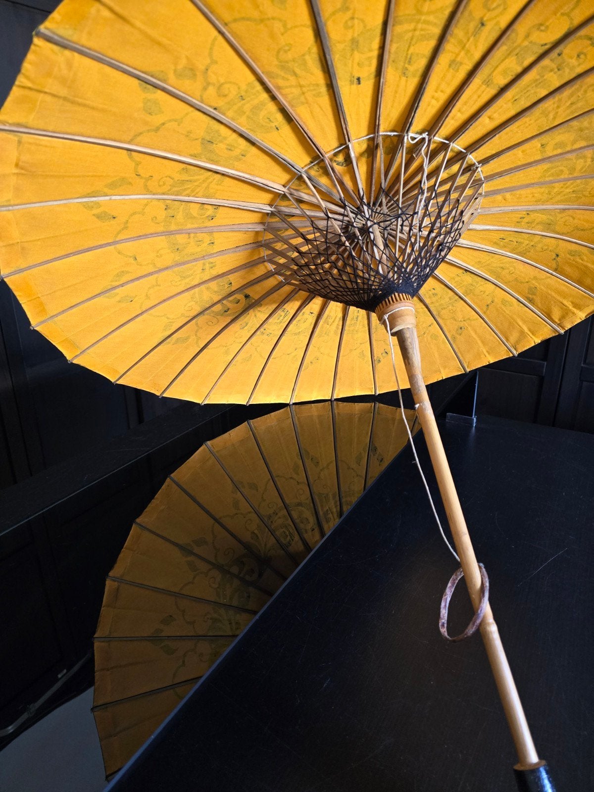 Vintage Aziatische Bamboe Parasol, Gebruikt, Boho, Ophalen of Verzenden, Natuurlijk materiaal