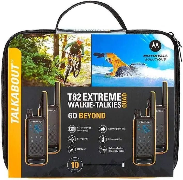 Motorola T82 Extreme Quad Walkie-Talkies - Nieuw, Telecommunicatie, 5 tot 15 km, Nieuw, Ophalen of Verzenden, Portofoon of Walkie-talkie