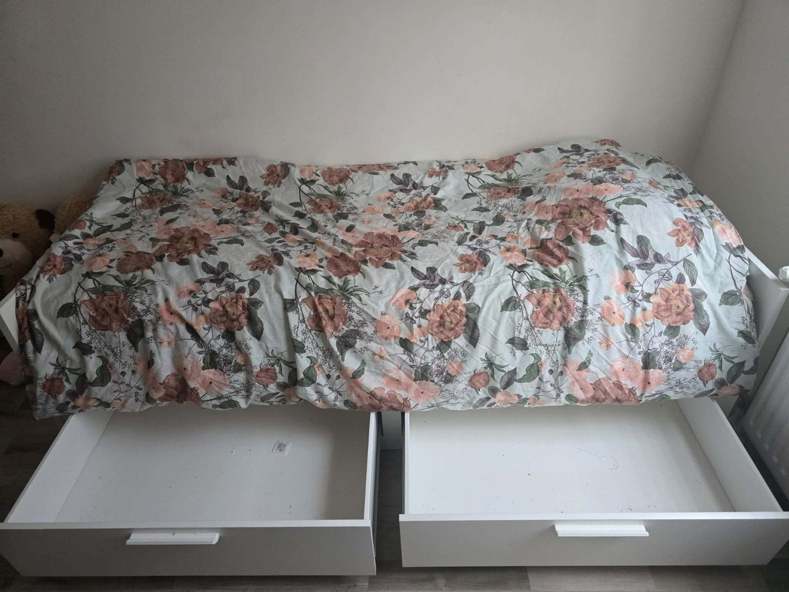 IKEA Hemnes bedbank met 2 lades en uitschuifbaar bed, Modern, Scandinavisch, Wit, Tweepersoons, Ophalen of Verzenden