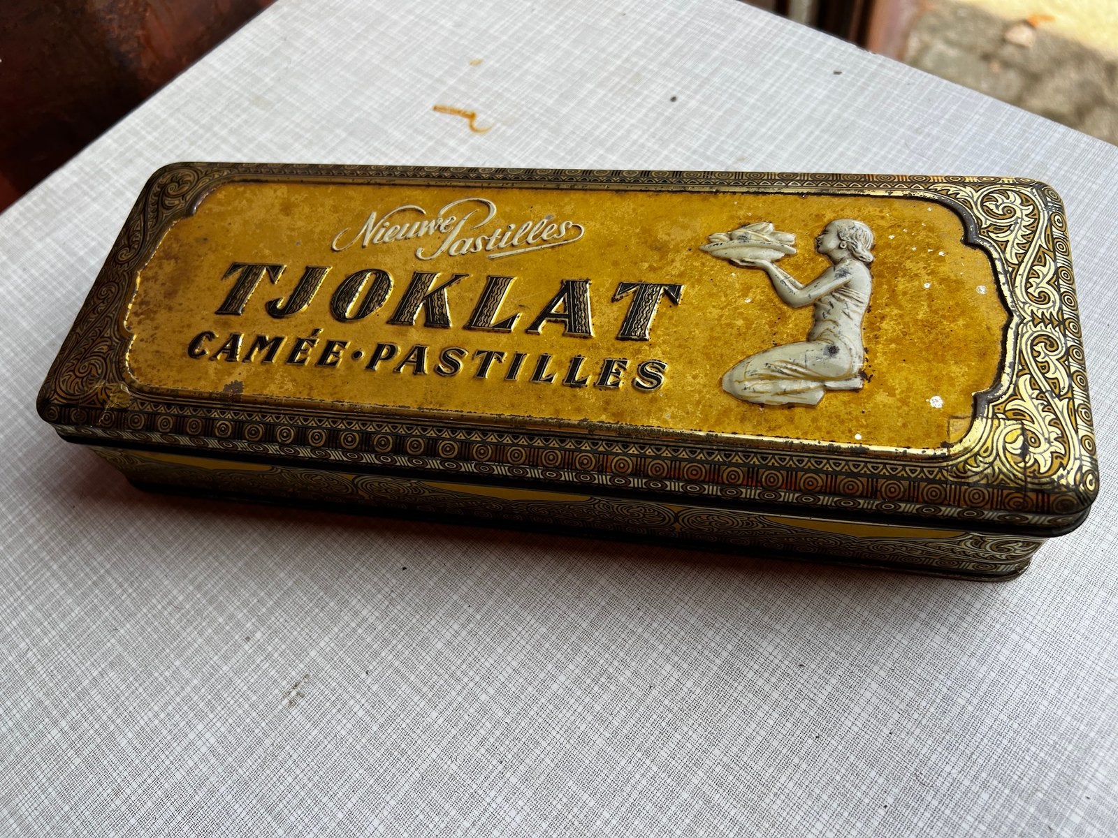 Oud Tjoklat reclame blik., Ophalen of Verzenden, Gebruikt, Overige, Overige merken