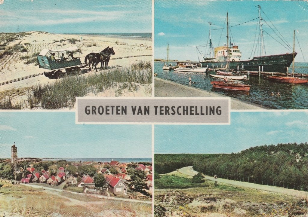 TERSCHELLING Huifkar Bosplaat Veerboot Groeten, Verzenden, 1960 tot 1980, Gelopen, Waddeneilanden
