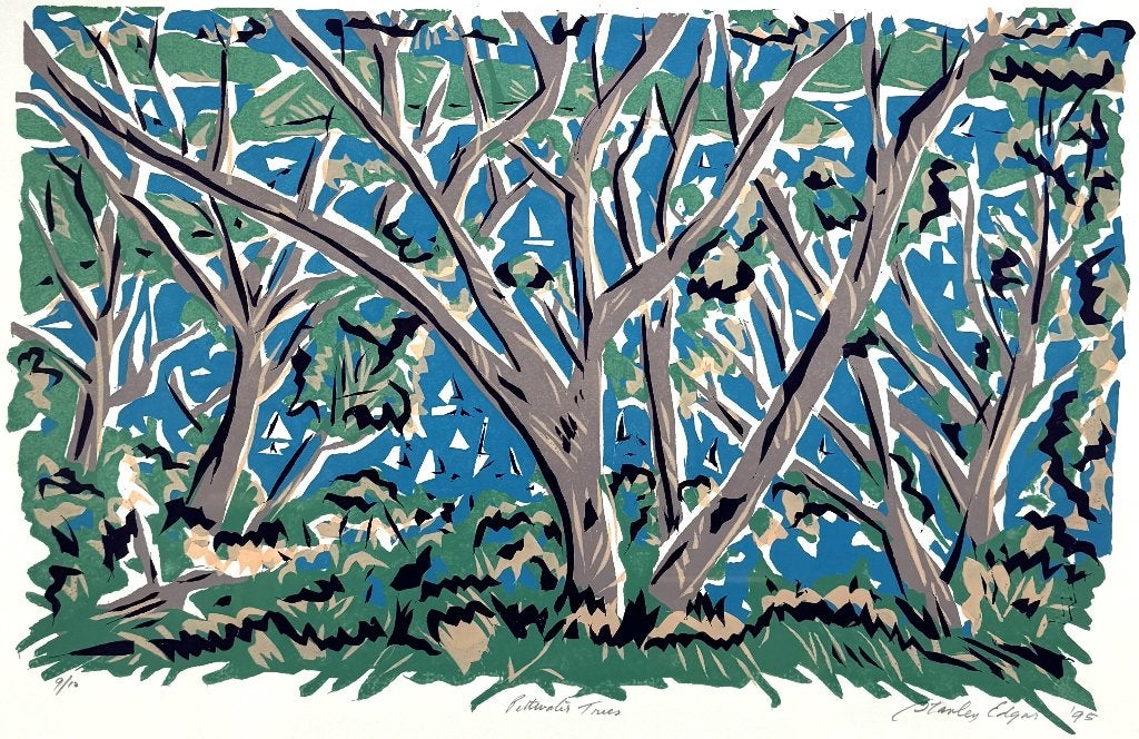 1374. Zeefdruk, Stanley Edgar - "Pittwater Trees", 1995, Ophalen